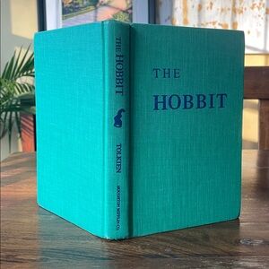 Vintage Tolkien THE HOBBIT Green Hardcover Book with Original Dust Jacket 80s
